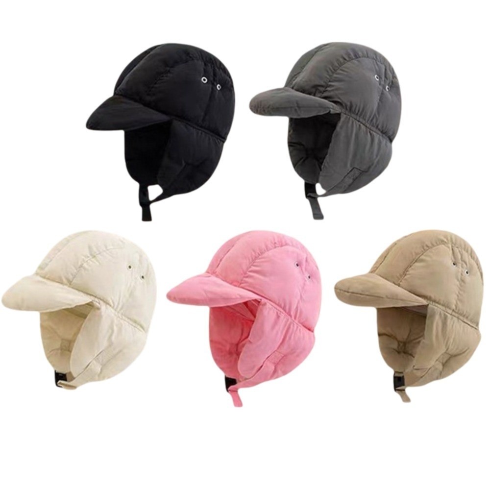 Trapper Hat Ear Flap - Solid Color Padded Bomber Hats Ear
