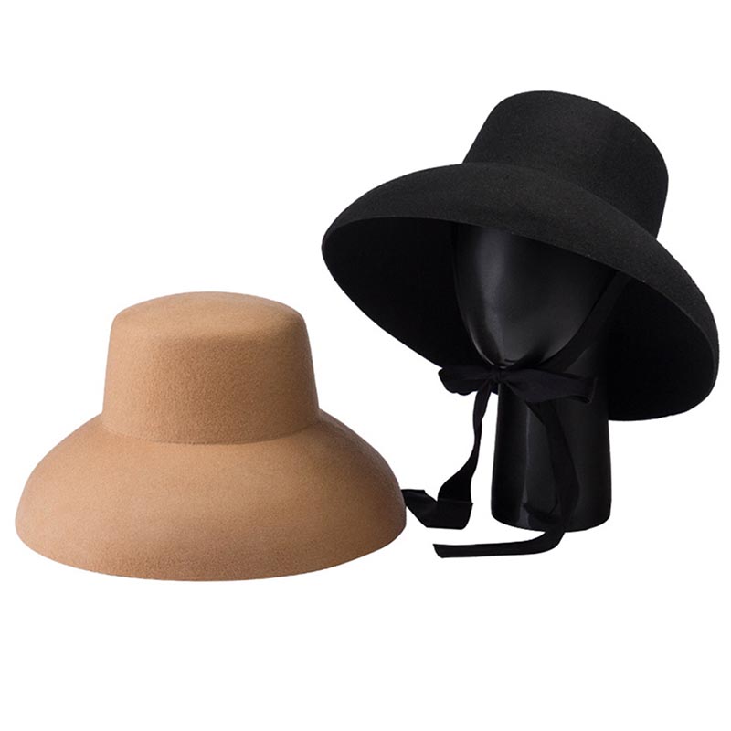 Retro Style Pure Wool Hat Wide - Fedora Hat Wool 评论和价格