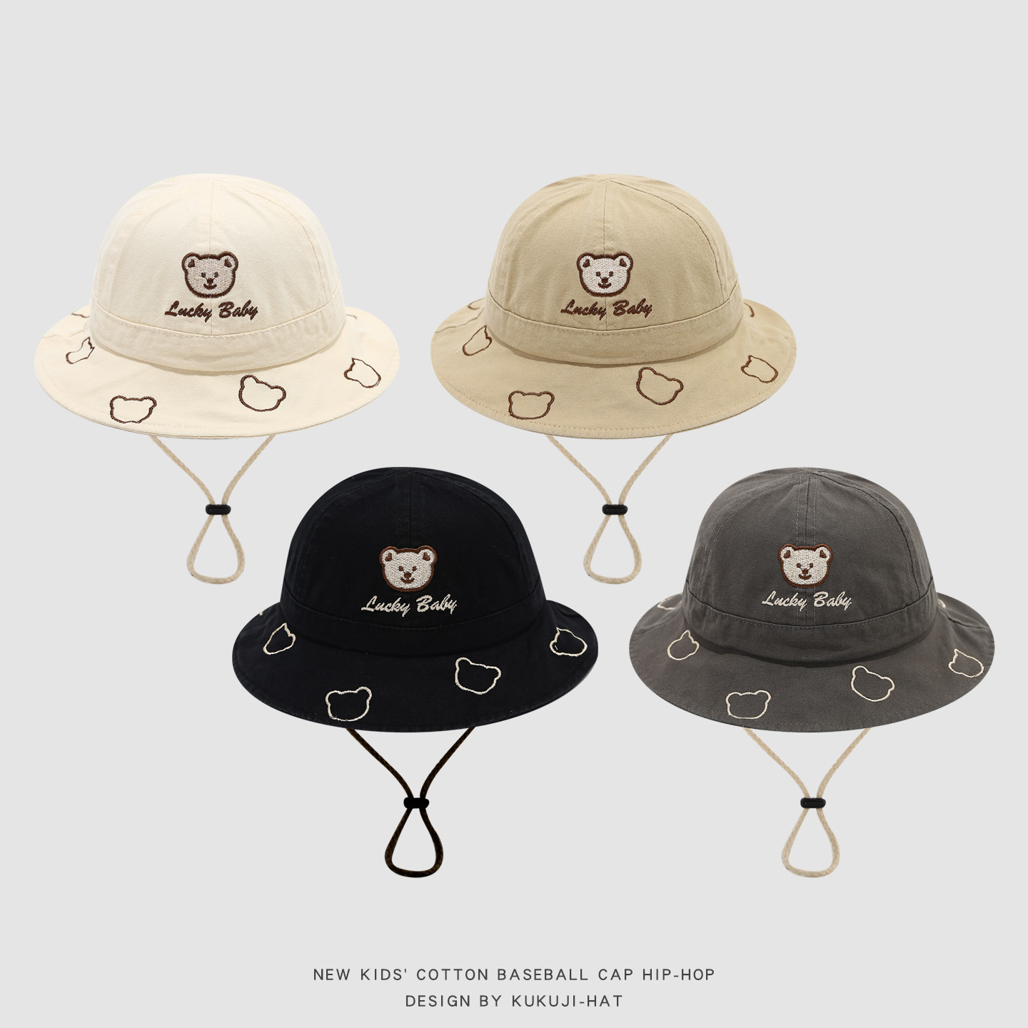 2026 Cute Cartoon Bear Baby Bu - Bucket Hat Cotton 评论和价格