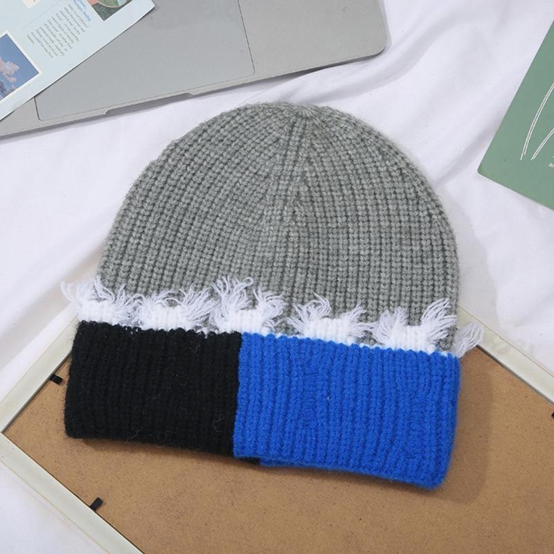 Korean Version Color Matching  - Beanie Cuffed Knit 评论和价格