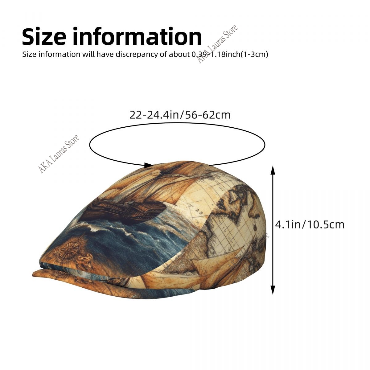 Newsboy Cap Vintage World Map  - Newsboy Cap Ivy 评论和价格