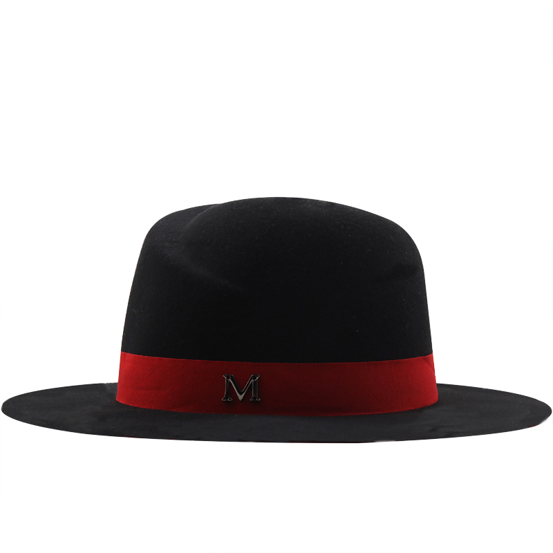 New Outer Black Inner red Wool - Fedora Hat Wool 评论和价格