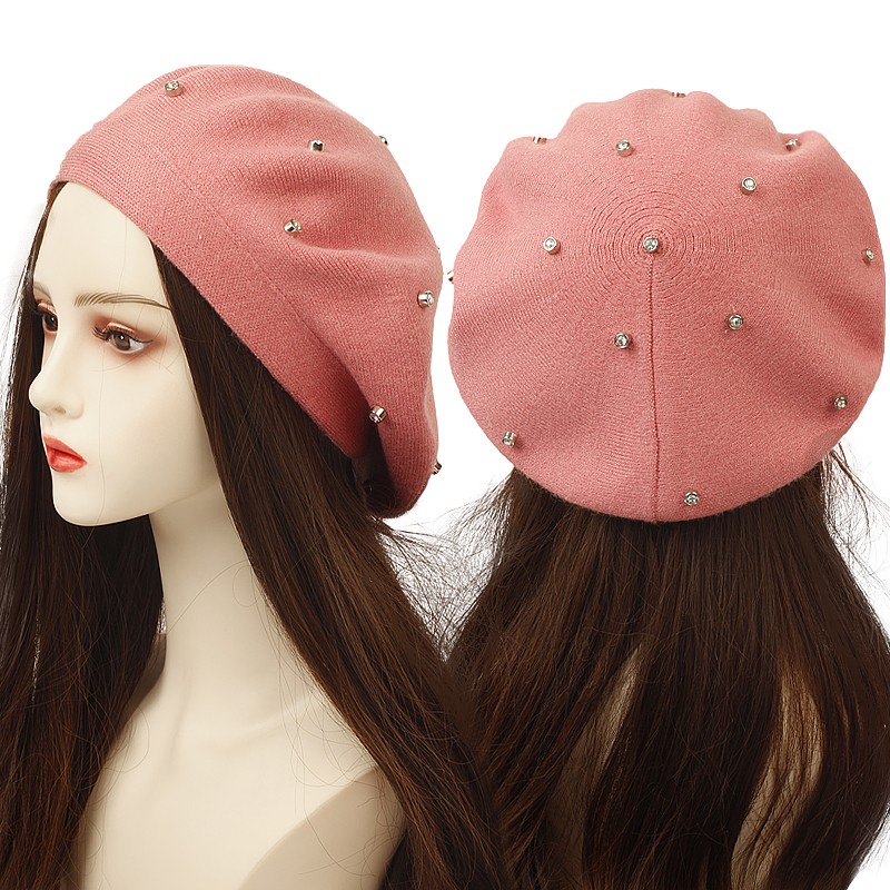 Women's Colour Rhinestones Ber - Beret French Wool 评论和价格