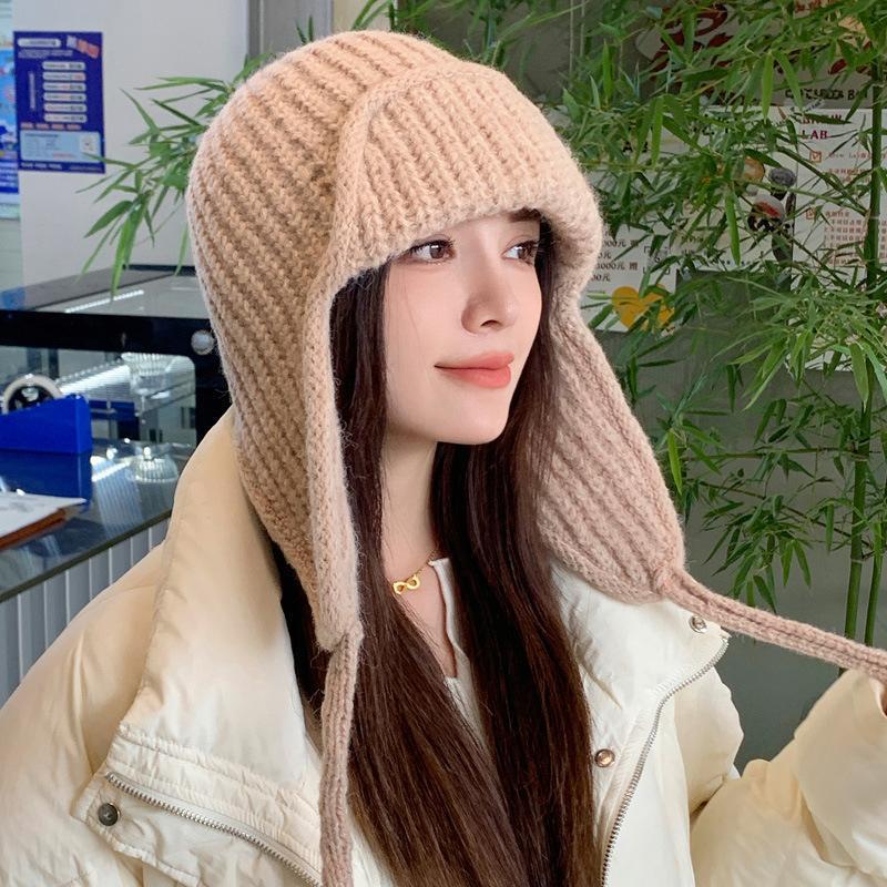 Autumn Winter Knit Earflap Bea - Trapper Hat Ear Flap 评论和价格