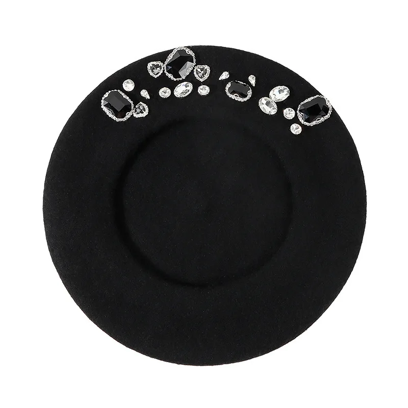 Stunning Rhinestone Wool Beret - Beret French Wool 评论和价格