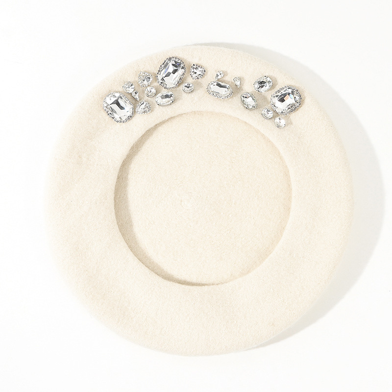 Stunning Rhinestone Wool Beret - Beret French Wool 评论和价格