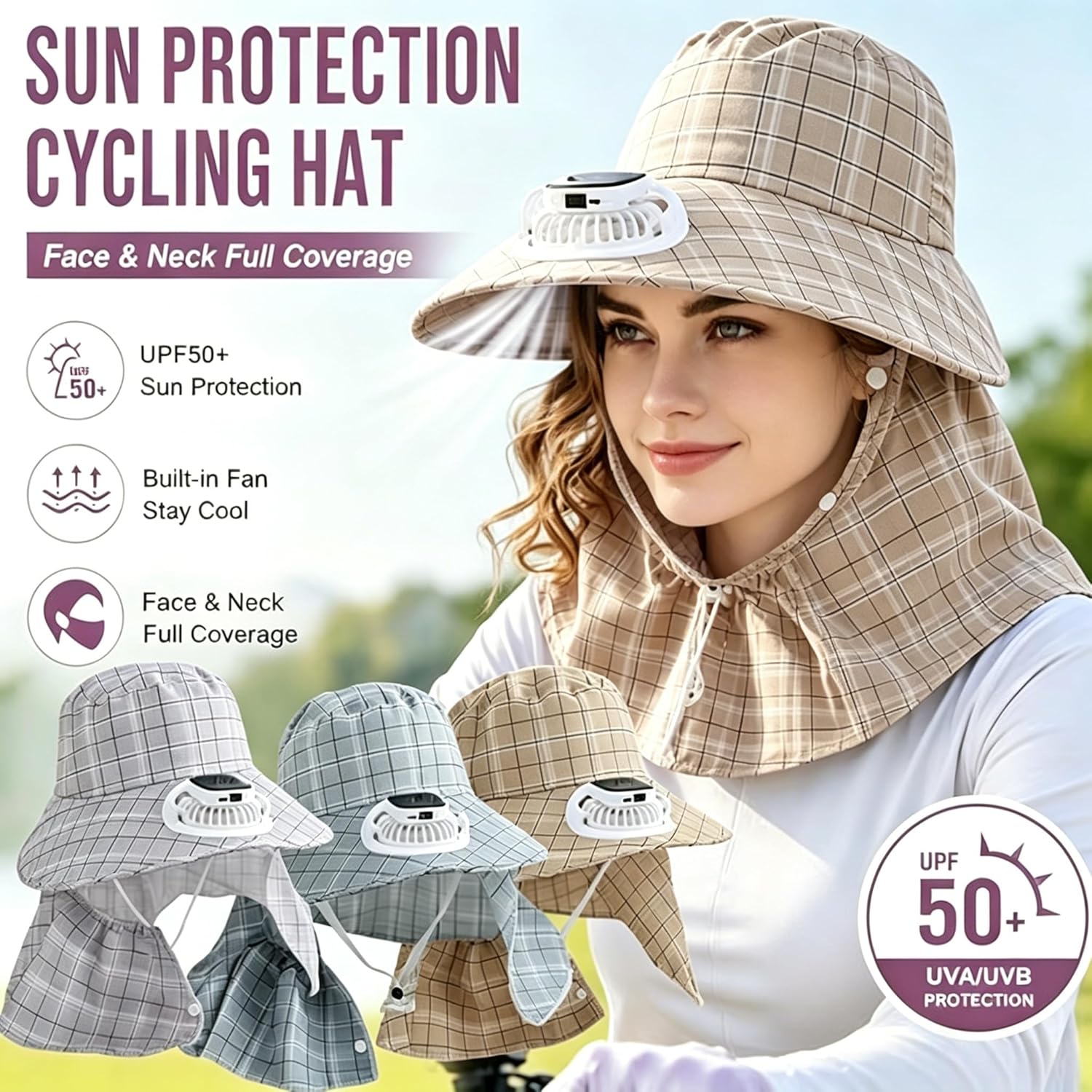 1PC Solar Power Neck Guard Fan - Visor Sun Hat 评论和价格