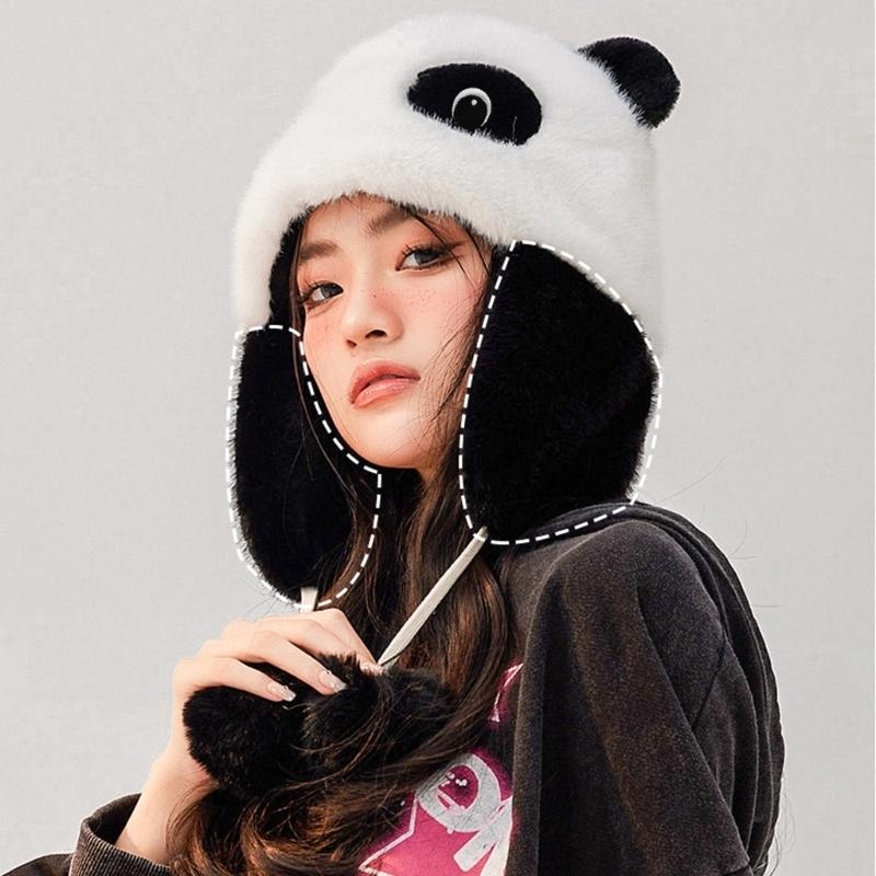 Panda Ear Hat Panda Earflap Ha - Trapper Hat Ear Flap 评论和价格