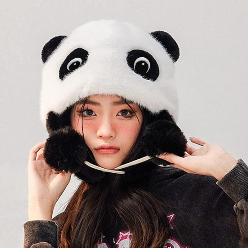 Panda Ear Hat Panda Earflap Ha - Trapper Hat Ear Flap 评论和价格
