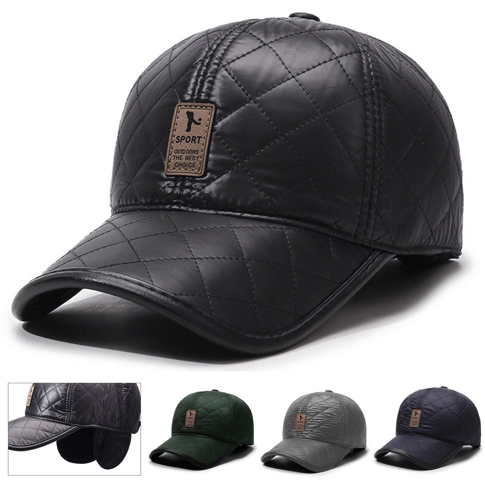 Winter Men PU Baseball Cap War - Winter Trapper Hat 评论和价格