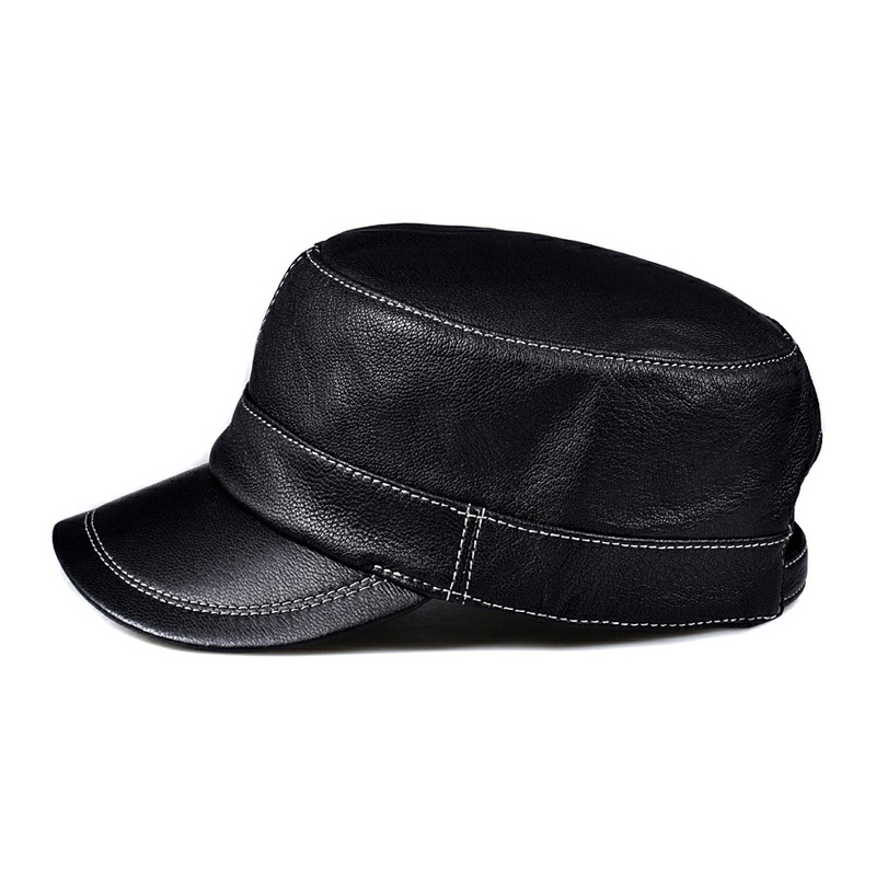 Trendy Lambskin Leather Flat T - Baseball Cap Structured 评论和价格
