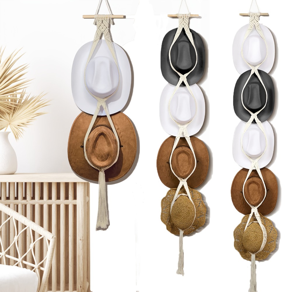 Bohemian Macrame Hat Hanger Ha - Sun Hat Wide Brim 评论和价格