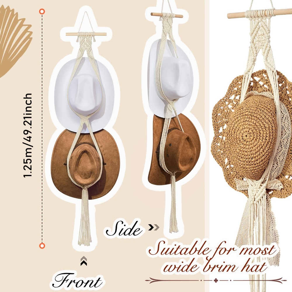 Bohemian Macrame Hat Hanger Ha - Sun Hat Wide Brim 评论和价格
