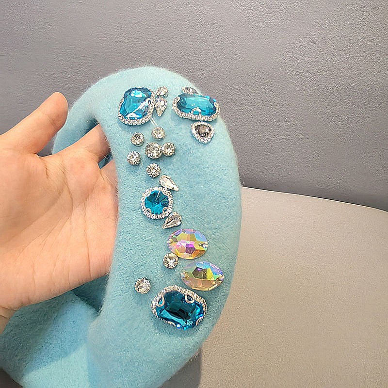 French Beret Thick Rhinestone  - Beret French Wool 评论和价格