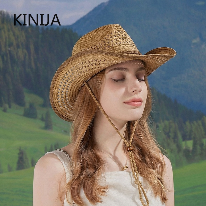 Breathable Hollow-Out Woven De - Cowboy Hat Straw 评论和价格
