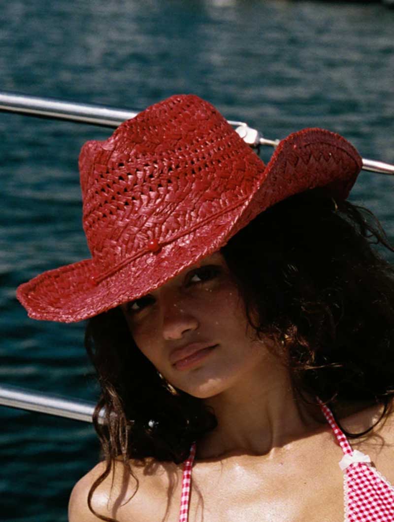 Cowboy hat red hand-painted su - Cowboy Hat Straw 评论和价格