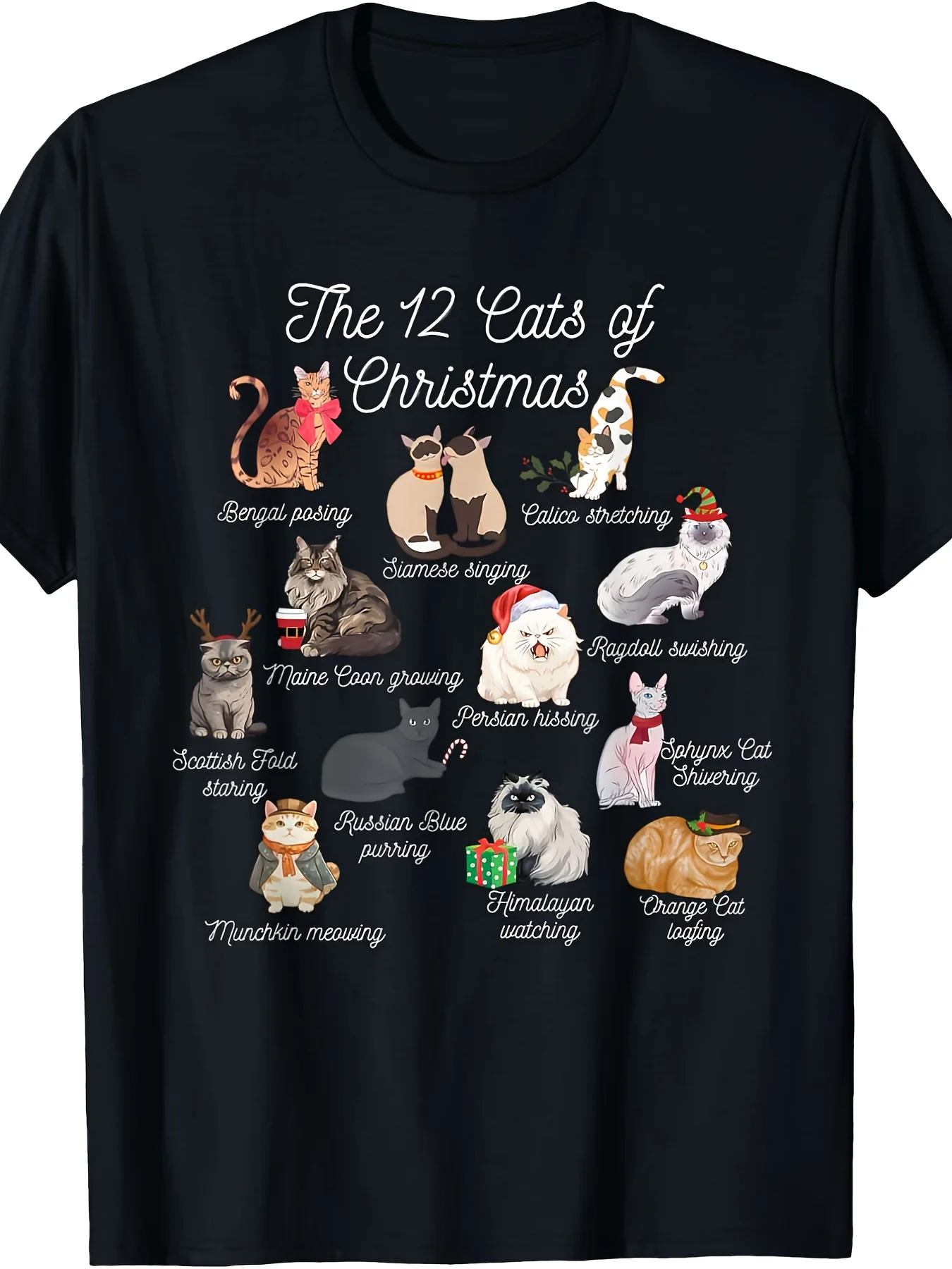 The 12 Cats of Christmas T-Shi - Dad Hat Cotton 评论和价格