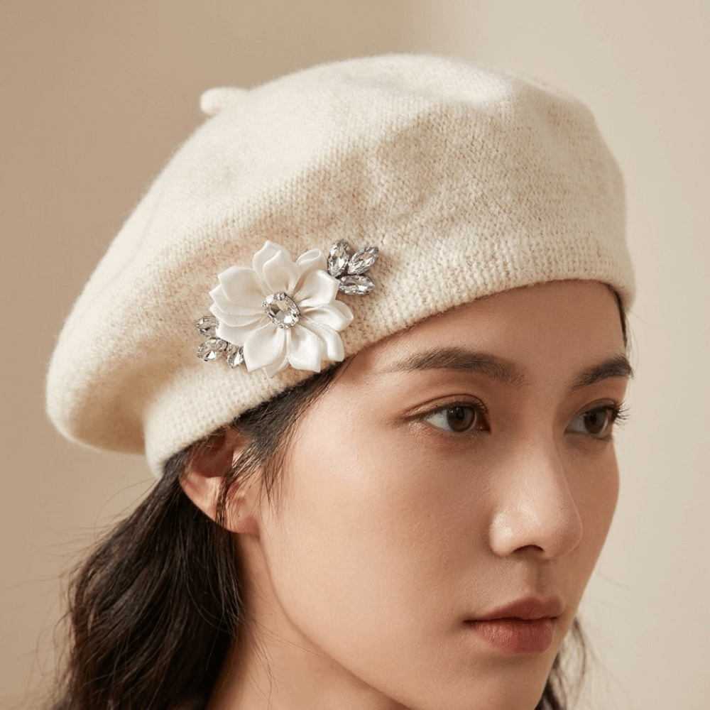 Sweet Solid Color Wool Beret C - Beret French Wool 评论和价格