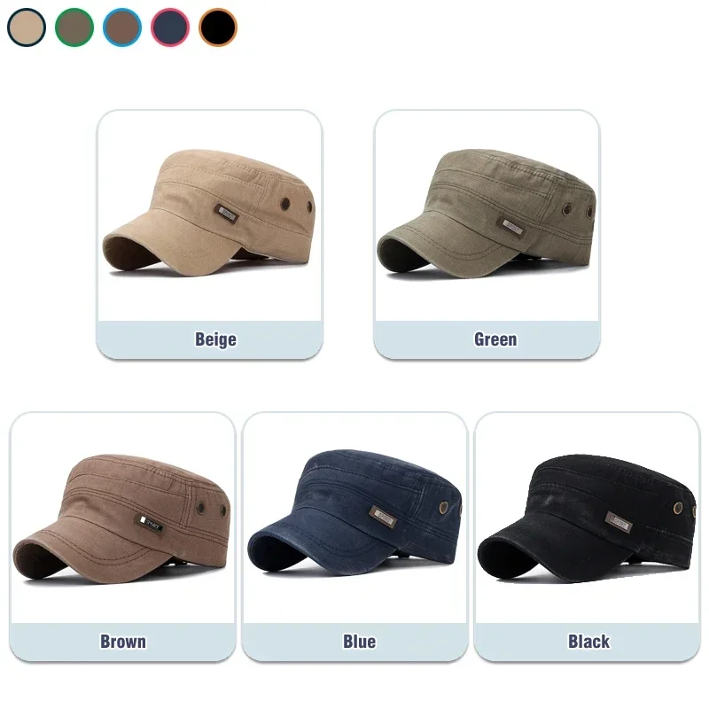 Military Cadet Flat Cap Fashio - Snapback Hat Flat 评论和价格