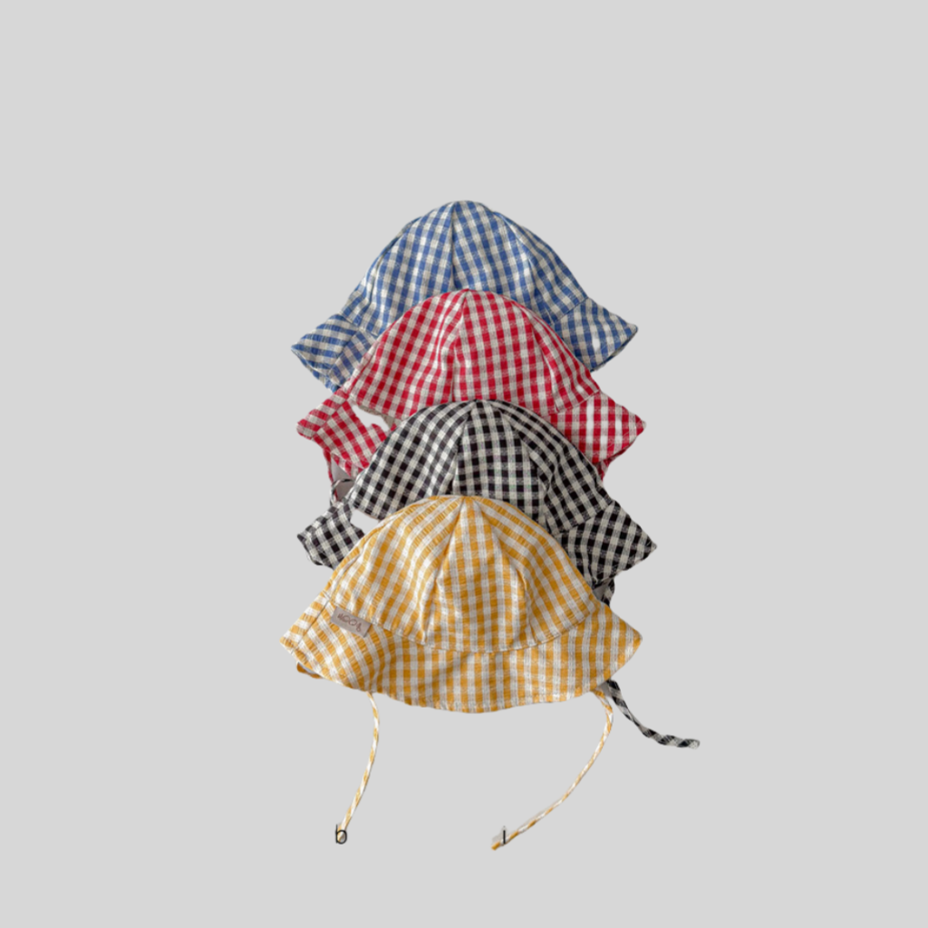 Ins Style Plaid Baby Bucket Ha - Sun Hat Wide Brim 评论和价格